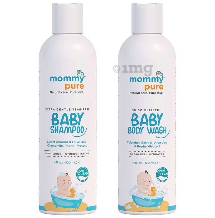 Mommypure Combo Pack of Extra Gentle Tear-Free Shampoo and Oh So Blissful! Baby Body Wash (120ml Each)