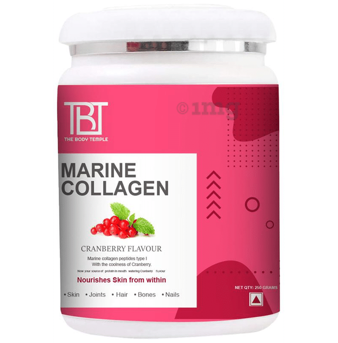 The Body Temple Marine Collagen Peptides Type 1 for Skin, Joints, Hair, Bones & Nails | Flavour Powder Cranberry