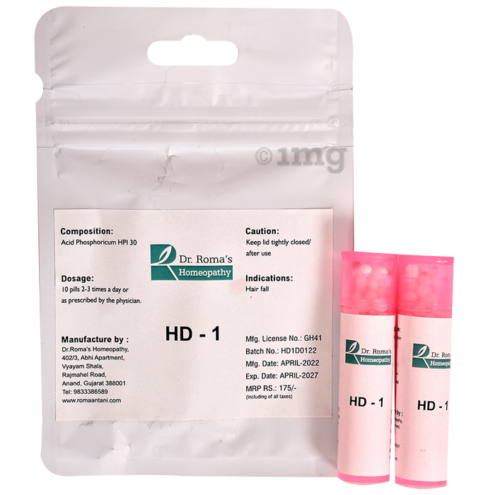 Dr. Romas Homeopathy HD 1 for Hair fall, 2 Bottles of 2 Dram