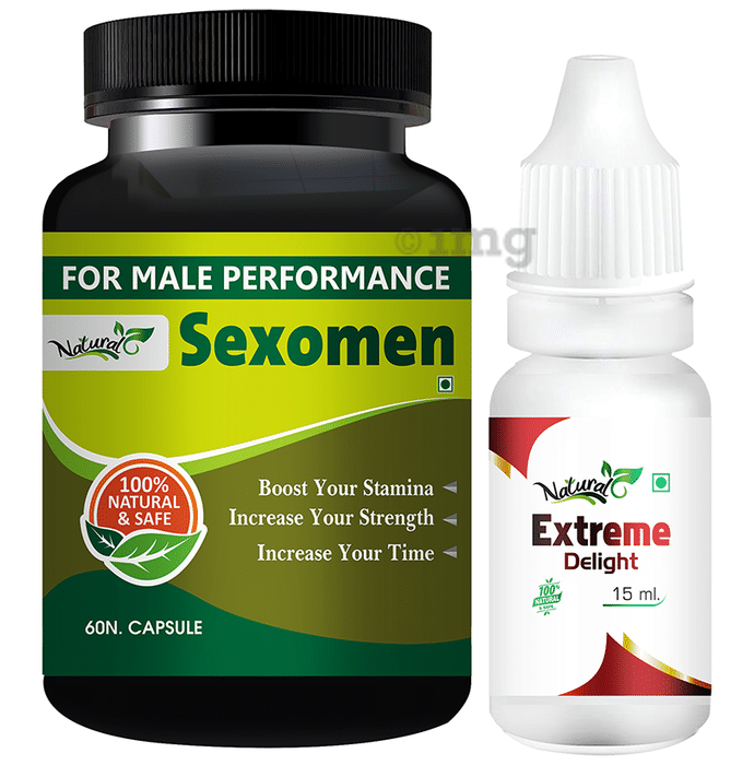 Natural Combo Pack of Sexomen 60 Capsules & Extreme Delight 15ml