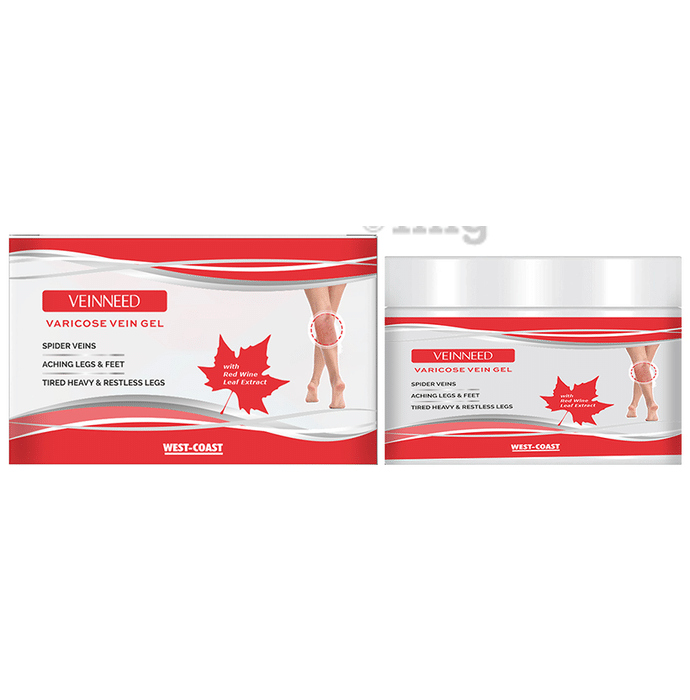 West-Coast Veinneed Varicose Vein Gel with Red Wine Leaf Extract, Horse Chestnut Extract for Management of Varicose & Spider Veins for Leg Care