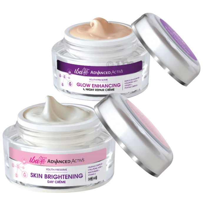 Iba Advanced Activs Youth Preserve Combo Pack of Skin Brightening Day Creme & Glow Enhancing Night Repair Creme (50gm Each)