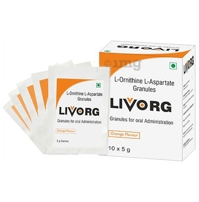 Livorg L-Ornithine L-Aspartate | Granules for Skin, Liver & Exercise Support | Flavour Orange