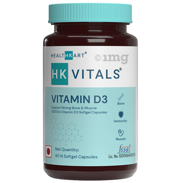 HealthKart HK Vitals Vitamin D3 2000IU Softgel Capsule