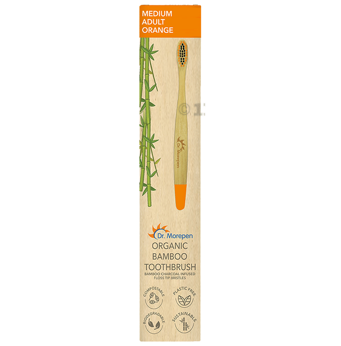 Dr. Morepen Organic Bamboo Toothbrush Adult Medium Orange