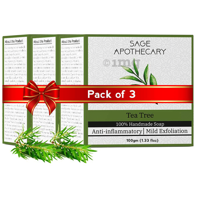 Sage Apothecary Combo Pack of 100% Hand Made Soap (100gm Each) Tea Tree
