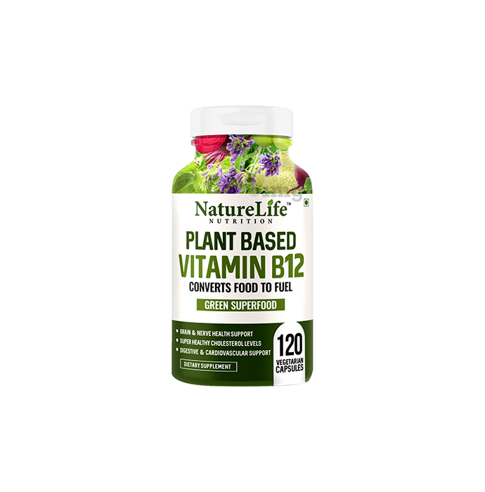 Nature Life Nutrition Plant Based Vitamin B12 | Vegetarian Capsule for Metabolism, Digestive & Heart Health