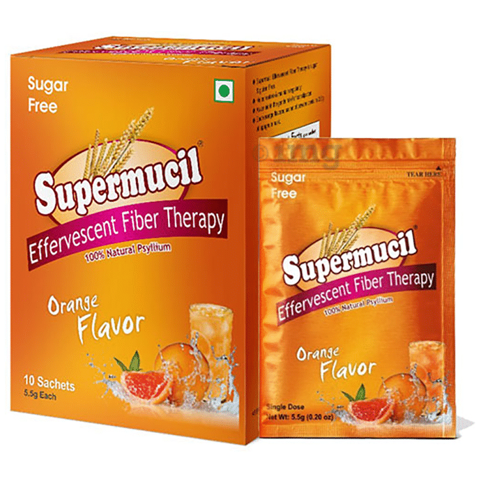 Supermucil Effervescent Fibre Therapy Sachet (5.5gm Each) Orange Sugar Free