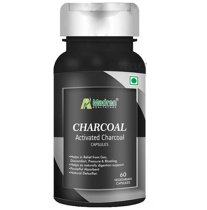Madren Healthcare Activated Charcoal 1000mg Vegetarian Capsule