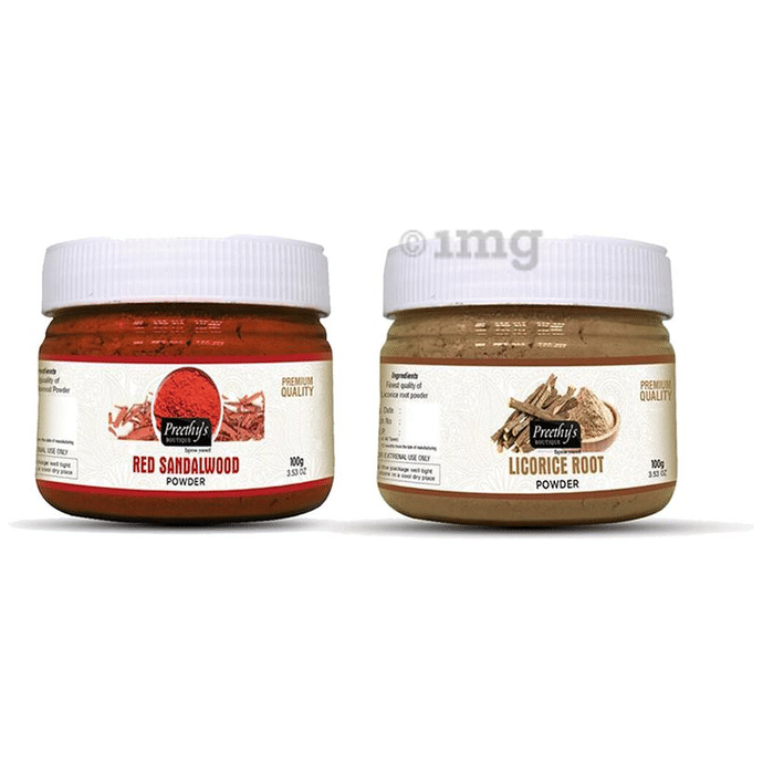 Preethy's Boutique Combo Pack of Red Sandalwood Powder & Licorice Root Powder (100gm Each)