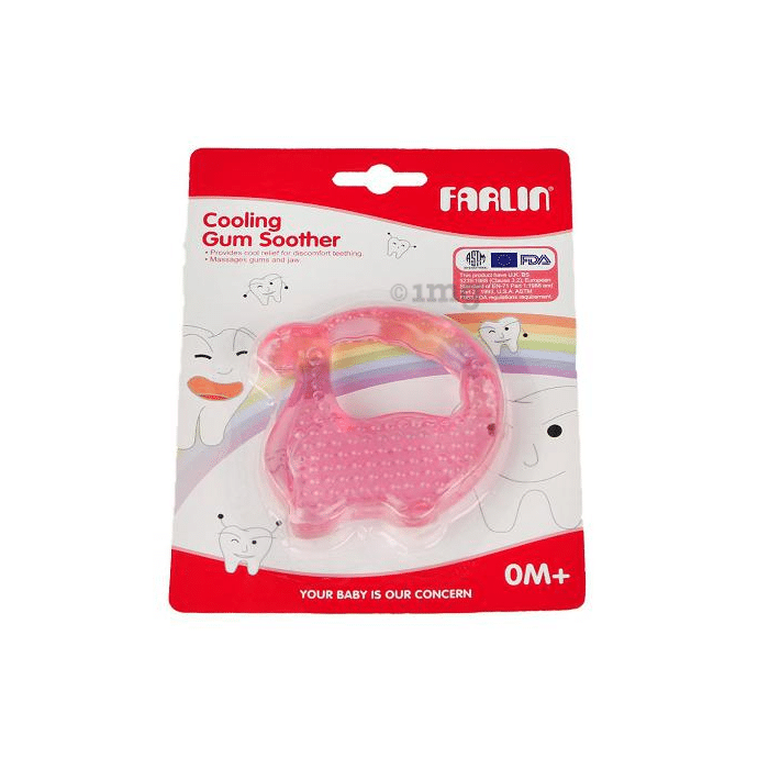 Farlin Dinosaur Shaped Distilled Water Filled Cooling Gum Soother Pink