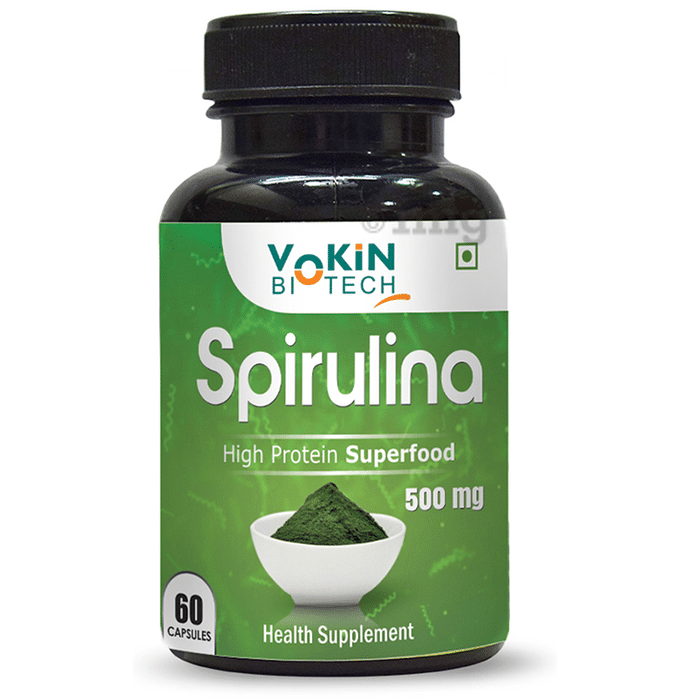 Vokin Biotech 100% Pure and Natural Spirulina 500mg Capsule