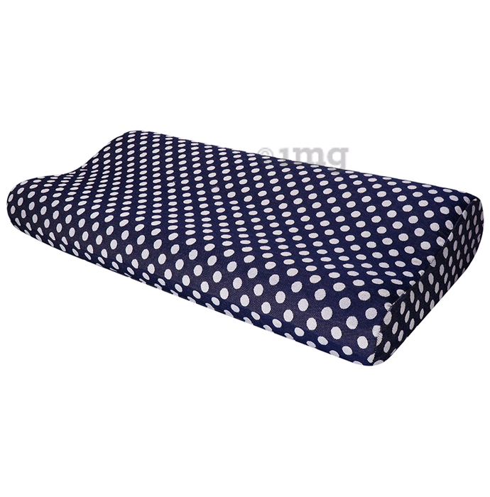 Sleepsia Premium Quality Thick Contour Gel Infused Pillow Medium Polka Dot Blue White Fabric
