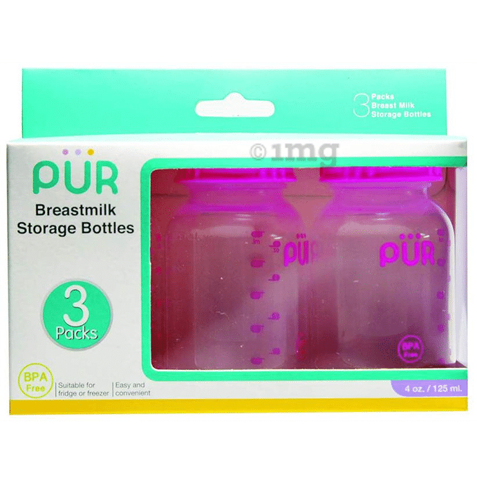 Pur Breastmilk Storage Bottles (125ml Each) Pink