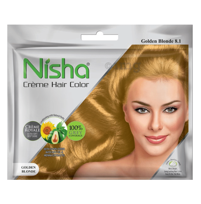 Nisha Creme Hair Color Golden Blonde: Buy packet of 40 gm Cream at best  price in India | 1mg