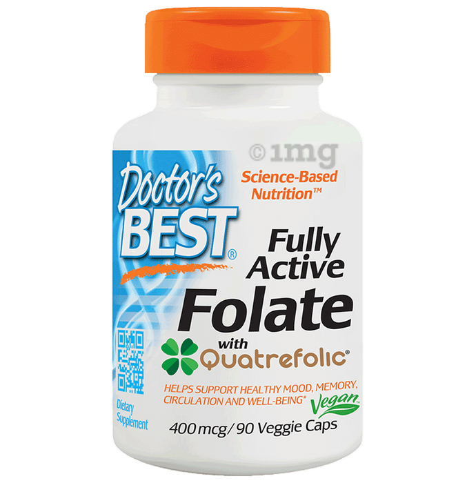 Doctor's Best Fully Active Folate with Quatrefolic 400mcg Veggie Capsule | For Mood, Memory & Circulation