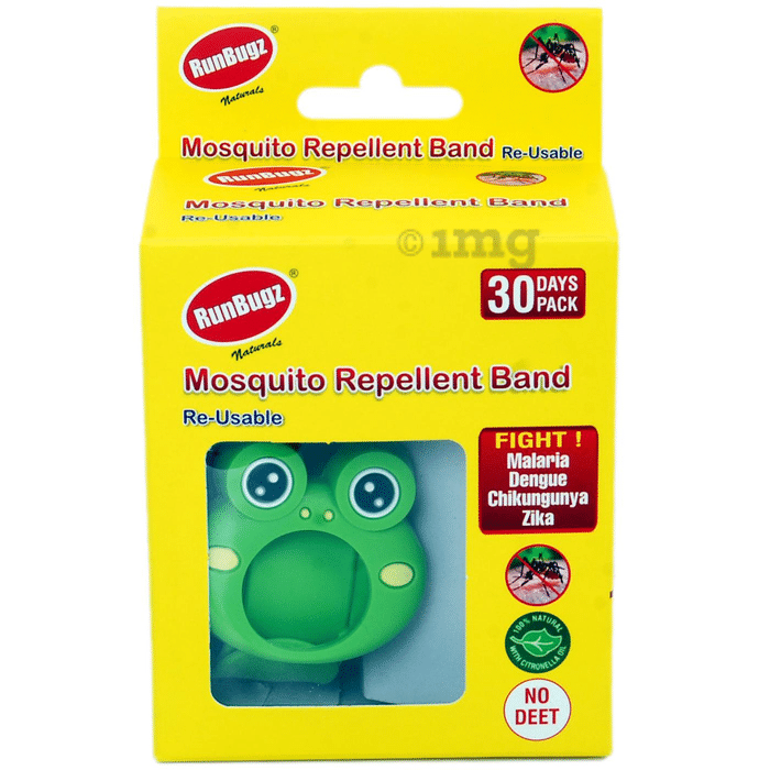 Runbugz Froggy Mosquito Repellent Band with 2 Refillable Tabs Green