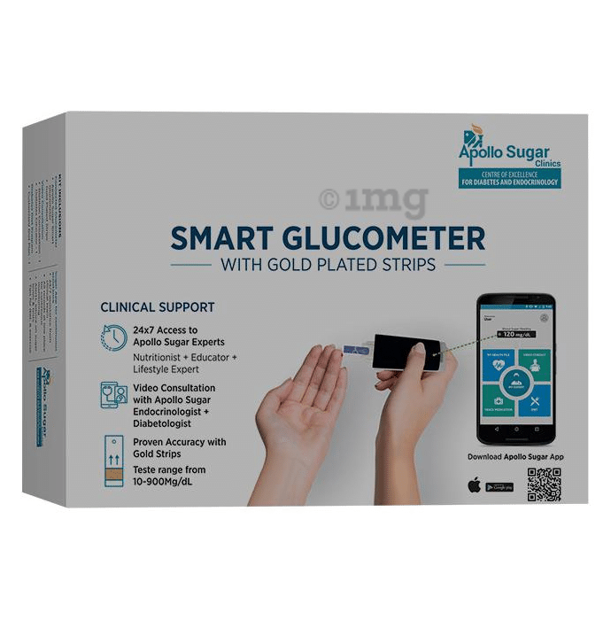 Apollo Sugar Glucome Glucometer with 25 Glucome Strips and Diabetes Foot Wear Voucher (Worth Rupees 500)