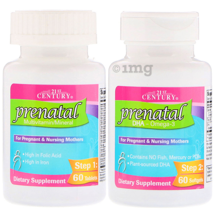 21st Century Prenatal Multivitamin/Mineral 60 Tablets and DHA - Omega 3, 60 Softgels
