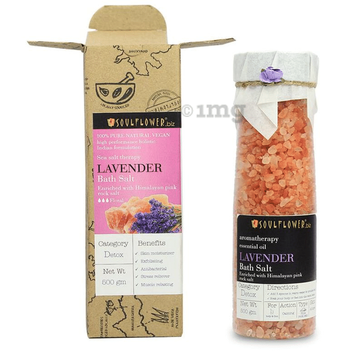 Soulflower Lavender Bath Salt Enriched with Himalayan Pink Rock Salt