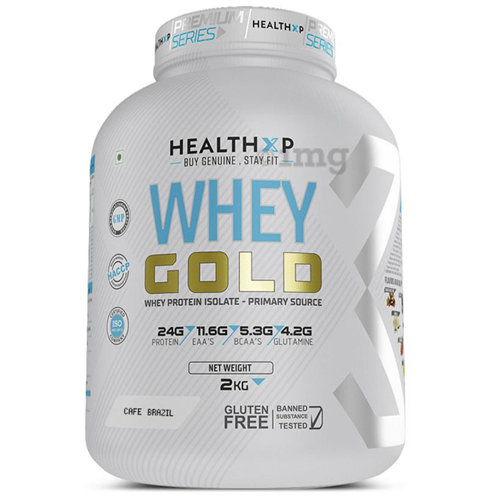 HealthXP Whey Gold Whey Protein Isolate Powder Cafe Brazil