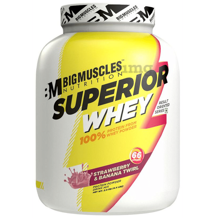 Big  Muscles Superior Whey Protein Powder Strawberry & Banana Twirl