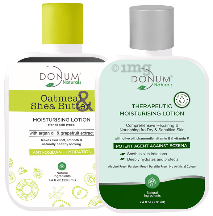 Donum Naturals Combo Pack of Oatmeal & Shea Butter Moisturising Lotion and Therapeutic Moisturizing Lotion