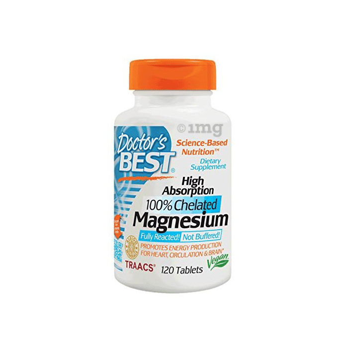Doctor's Best High Absorption 100% Chelated Magnesium Tablet | For Heart, Circulation, Brain & Energy
