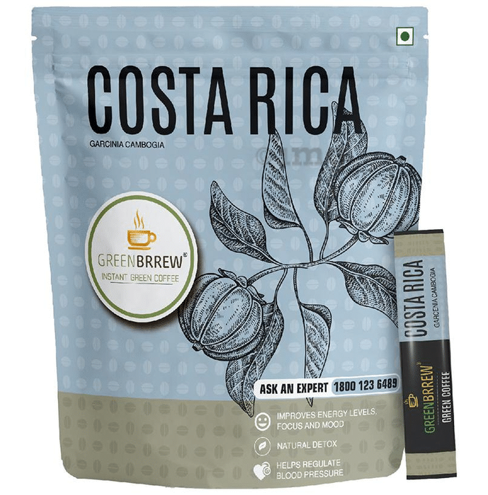 Green Brrew Costa Rica Instant Green Coffee (1.5gm Each) Garcinia Cambogia