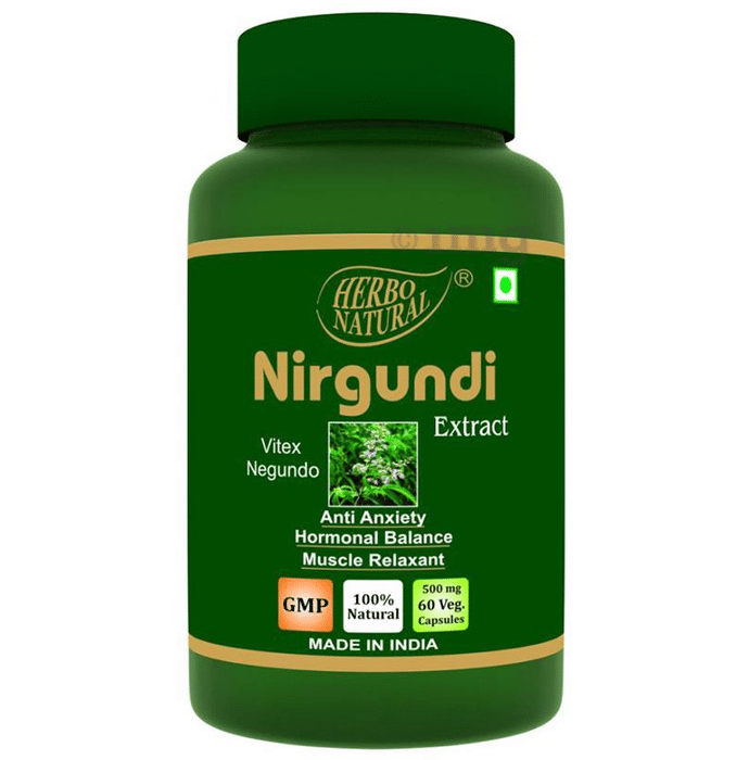 Herbo Natural Nirgundi (Vitex Negundo) Extract 500mg Veg Capsule