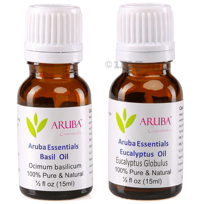 Aruba Essentials Combo Pack of Basil Oil & Eucalyptus Oil (15ml Each)