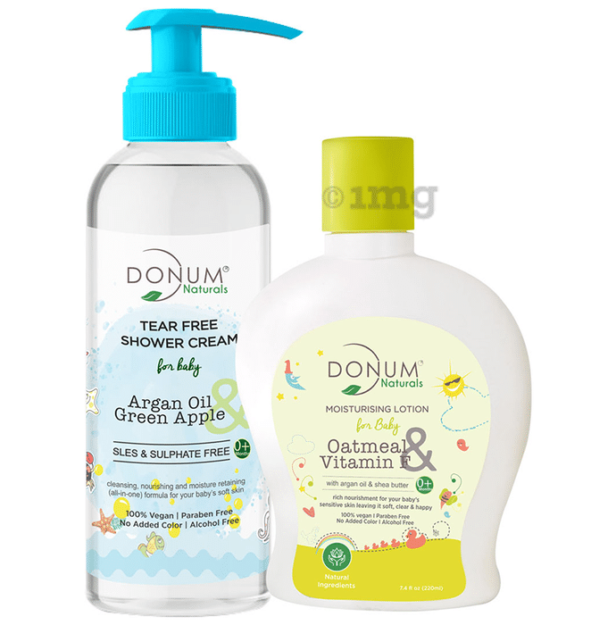 Donum Naturals Combo Pack of Tear Free Shower Cream and Oatmeal & Vitamin F Lotion