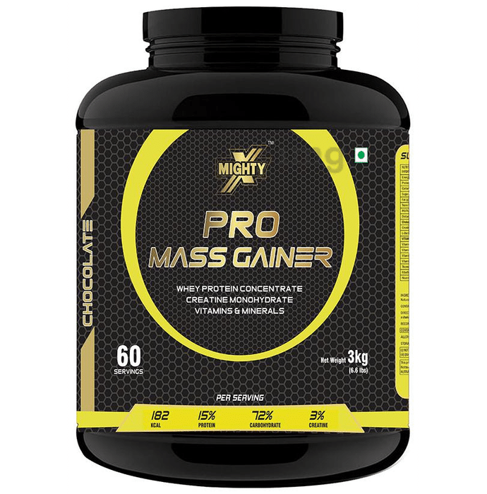 MightyX Pro Mass Gainer Powder Chocolate with Shaker and T-Shirt Free