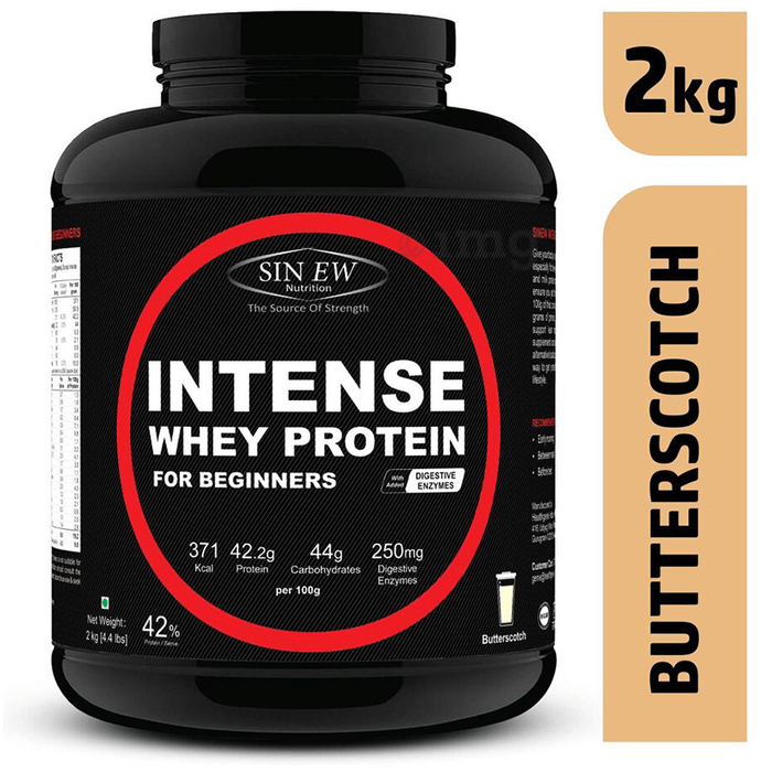 Sinew Nutrition Intense Whey Protein for Beginners with Digestive Enzymes Butterscotch