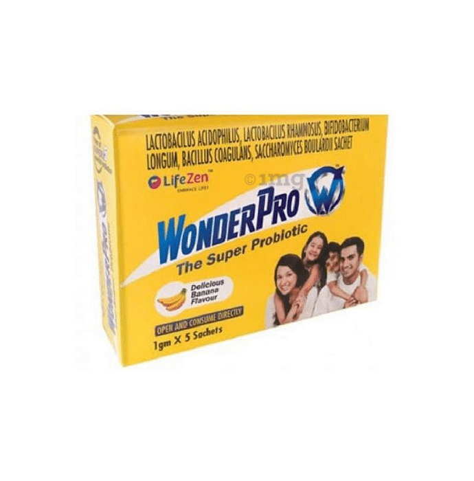 WonderPro The Super Probiotic Sachet (5 Billion CFU) | For Gut Health, Digestion & Immunity Delicious Banana