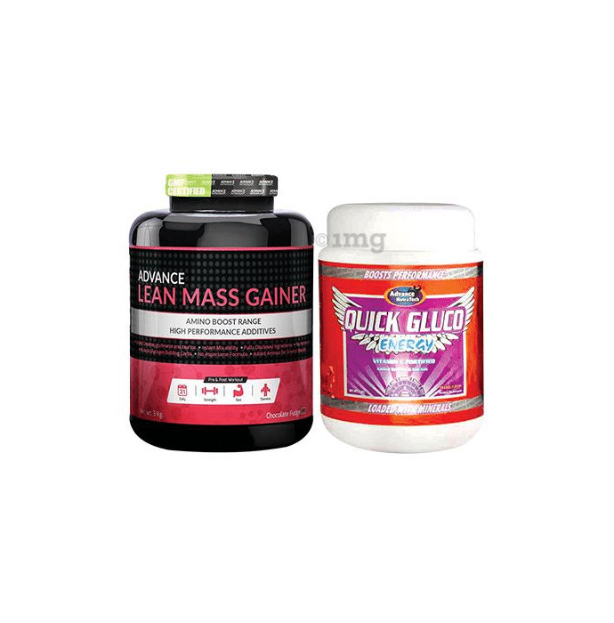 Advance Nutratech Combo Pack of Lean Mass Gainer Chocolate 3kg and Quick Gluco Energy Orange 1kg