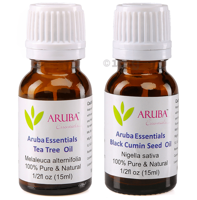Aruba Essentials Combo Pack of Tea Tree Oil & Black Cumin Seed Oil (15ml Each)