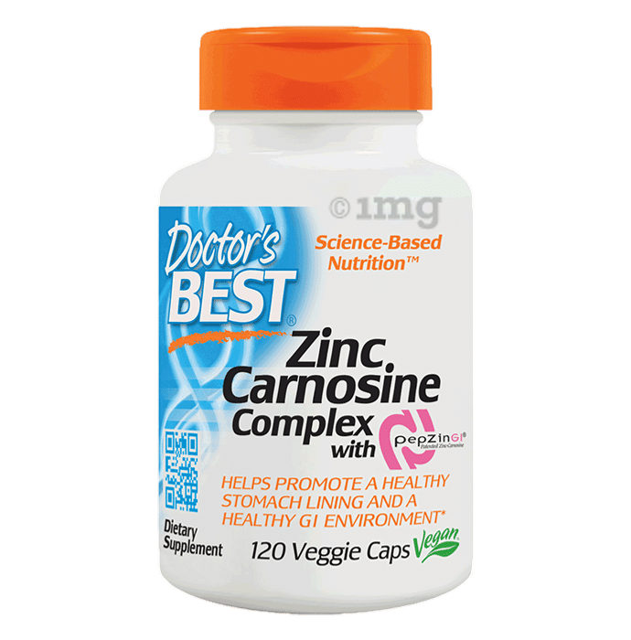 Doctor's Best Zinc Carnosine Complex with Pepzin GI Veggie Capsule | Promotes Stomach & GI Health