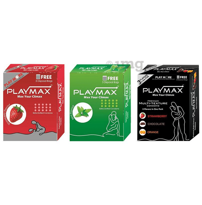 Playmax Extra Dotted Condom Strawberry Mint Assorted