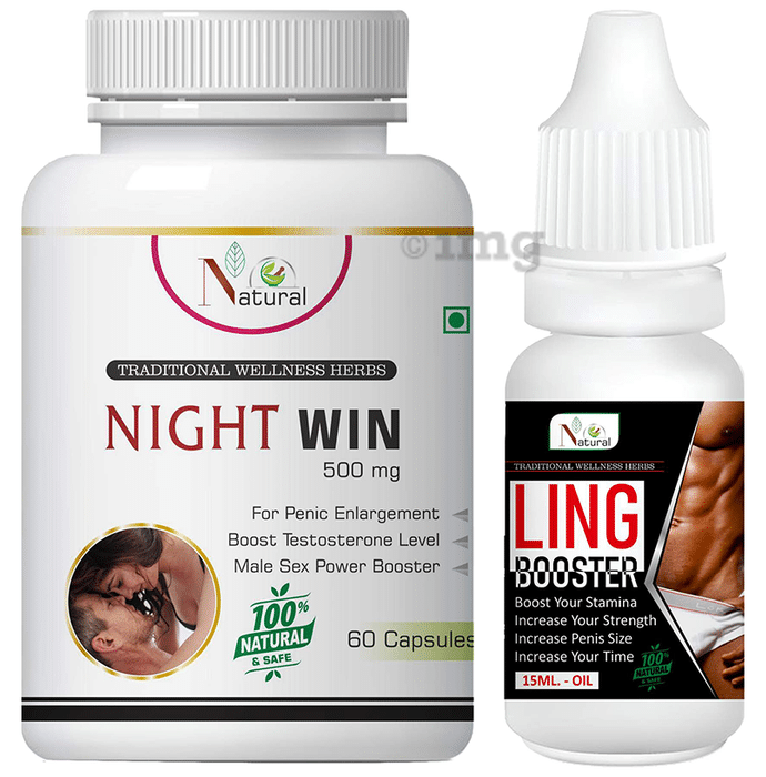 Natural Combo Pack of Night Win 500mg, 60 Capsule & Ling Booster Oil 15ml