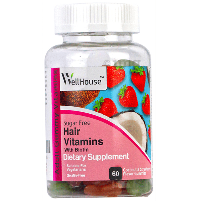 Wellhouse Hair Vitamins with Biotin Coconut & Strawberry Sugar Free Gummy
