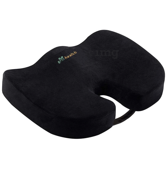 Grin Health Memory Foam Non-Slip Orthopedic Coccyx U Seat Cushion Black