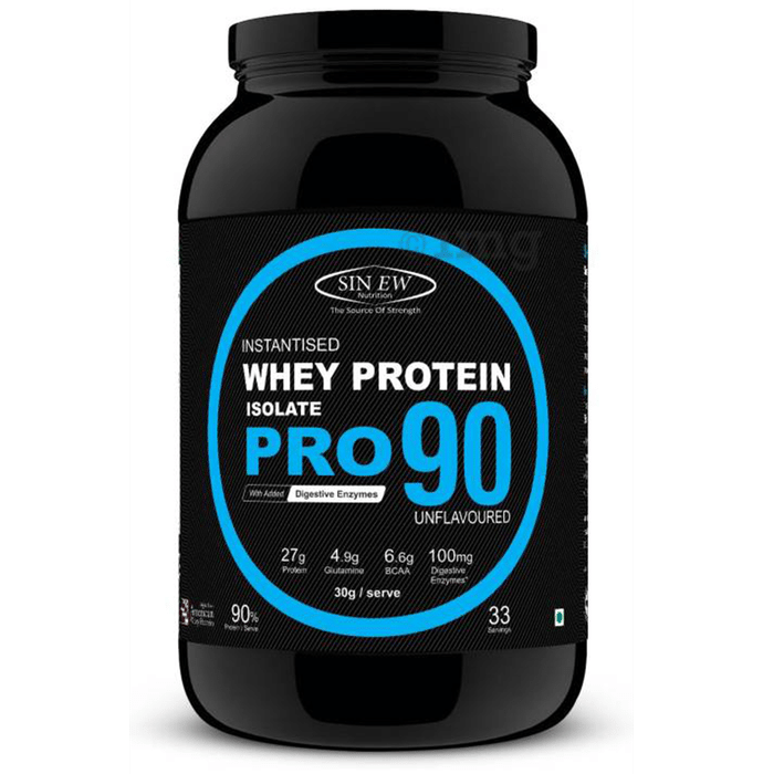 Sinew Nutrition Raw Whey Protein Isolate Pro 90% with Digestive Enzymes Unflavoured