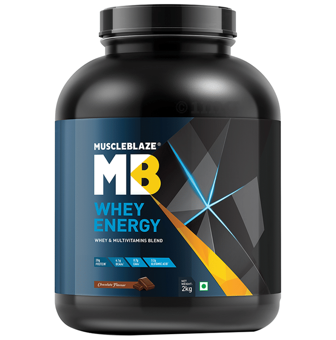 MuscleBlaze Whey Energy with Digezyme Whey & Multivitamins Blend Powder Chocolate