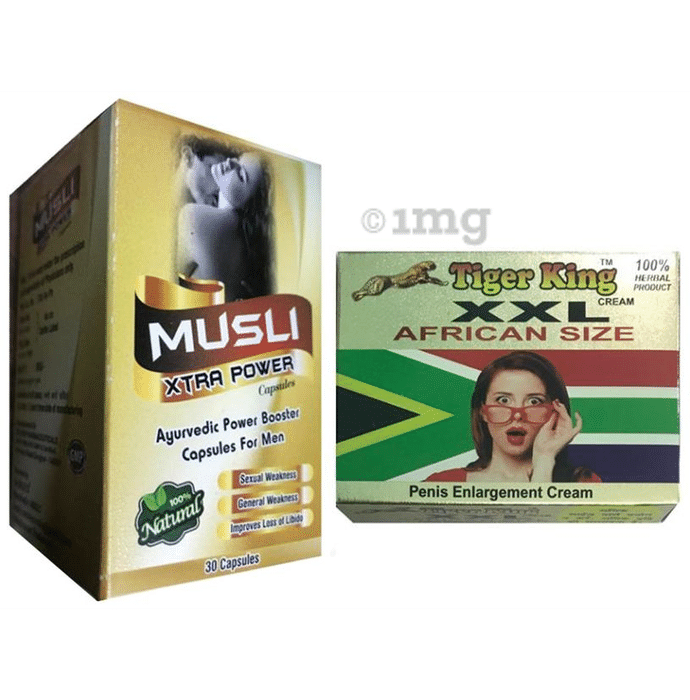 Cackle's Combo Pack of Musli Xtra Power 30 Capsule & Tiger King 25gm XXL Cream