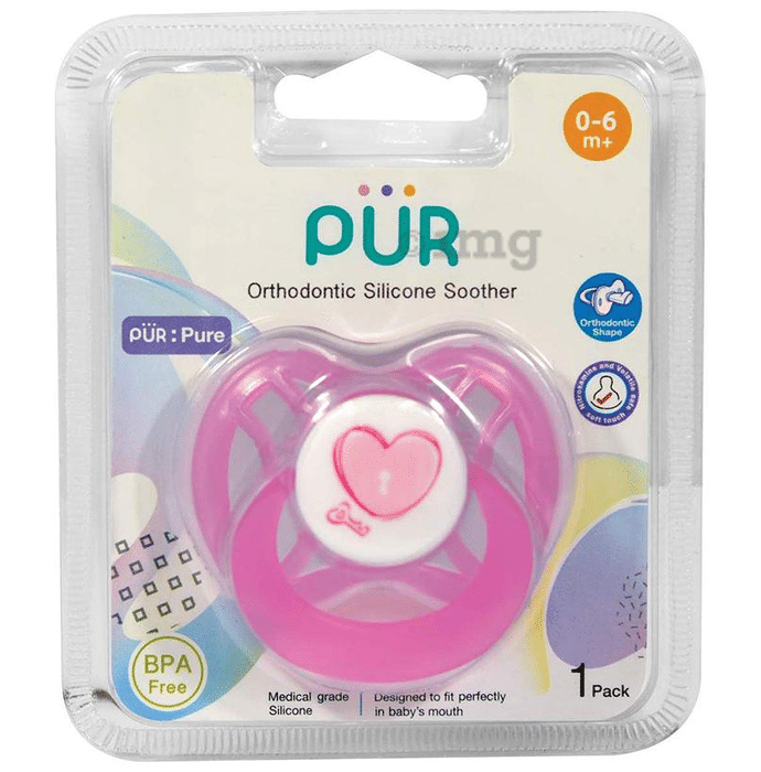 Pur Orthodontic Silicone Soother 0 to 6 Months+ Pink