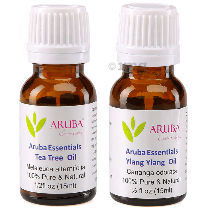 Aruba Essentials Combo Pack of Tea Tree Oil & Ylang Ylang Oil (15ml Each)