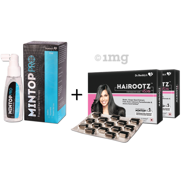 Dr Reddy's Combo pack of Mintop Pro Lotion + Hairootz Eva Soft Gelatin Capsule