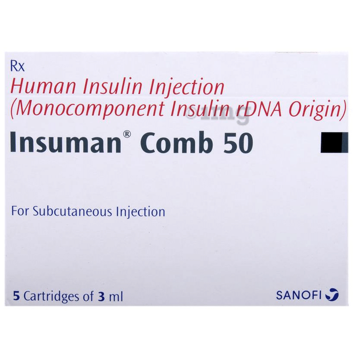 Insuman Comb 50 100IU Cartridge 3 ml
