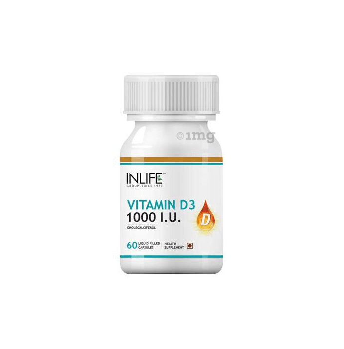 Inlife Vitamin D3 (Cholecalciferol) 1000IU | Liquid Filled Capsule